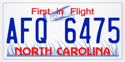 NC license plate AFQ6475