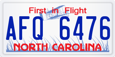 NC license plate AFQ6476