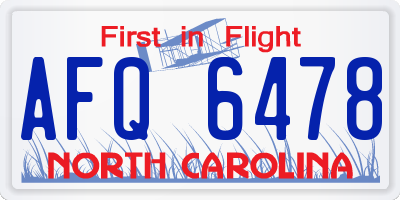 NC license plate AFQ6478