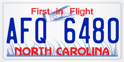 NC license plate AFQ6480