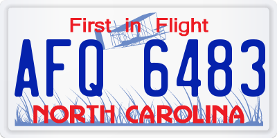 NC license plate AFQ6483
