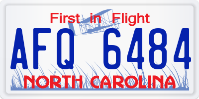 NC license plate AFQ6484