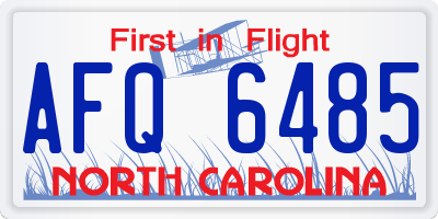 NC license plate AFQ6485