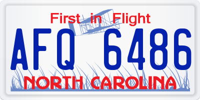 NC license plate AFQ6486
