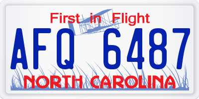 NC license plate AFQ6487