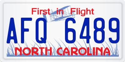 NC license plate AFQ6489
