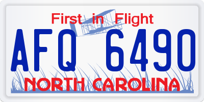 NC license plate AFQ6490