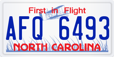 NC license plate AFQ6493