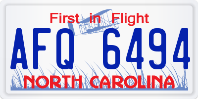 NC license plate AFQ6494