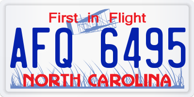 NC license plate AFQ6495