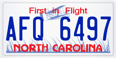 NC license plate AFQ6497