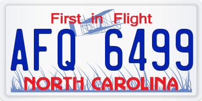 NC license plate AFQ6499