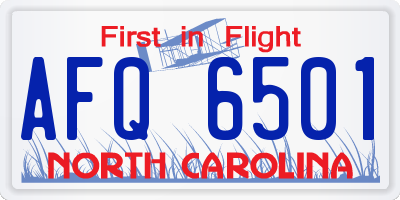 NC license plate AFQ6501