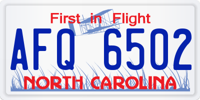 NC license plate AFQ6502