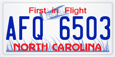 NC license plate AFQ6503