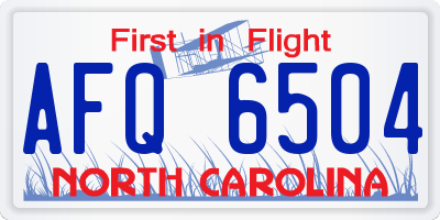 NC license plate AFQ6504