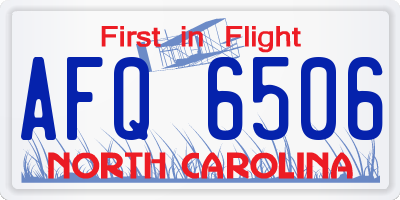 NC license plate AFQ6506