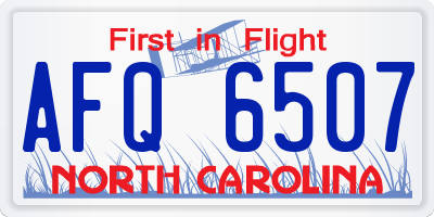 NC license plate AFQ6507