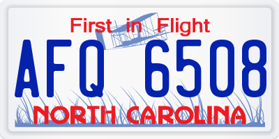 NC license plate AFQ6508