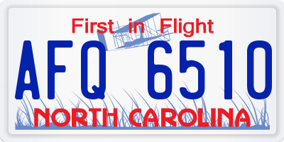 NC license plate AFQ6510
