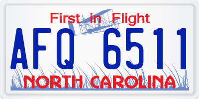 NC license plate AFQ6511