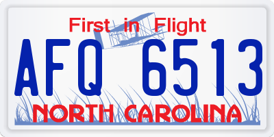 NC license plate AFQ6513