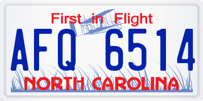 NC license plate AFQ6514
