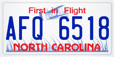 NC license plate AFQ6518