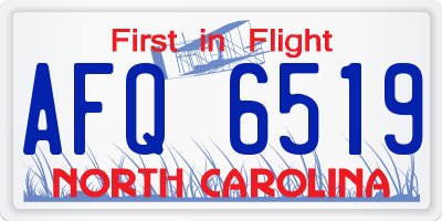 NC license plate AFQ6519
