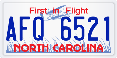 NC license plate AFQ6521