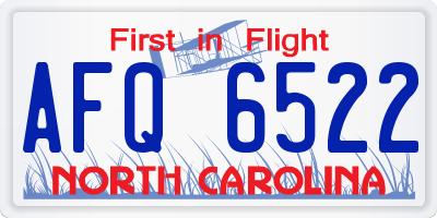 NC license plate AFQ6522