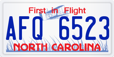 NC license plate AFQ6523