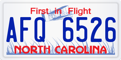 NC license plate AFQ6526