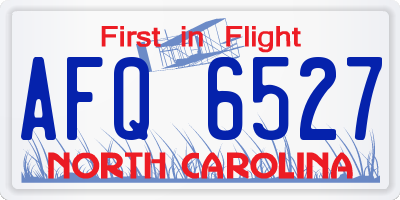 NC license plate AFQ6527