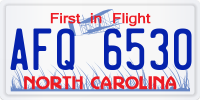 NC license plate AFQ6530
