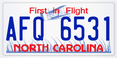 NC license plate AFQ6531