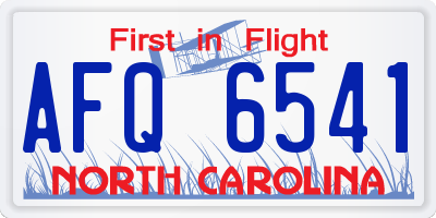 NC license plate AFQ6541
