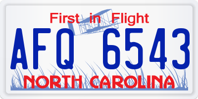 NC license plate AFQ6543