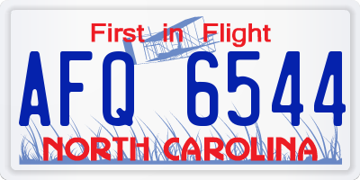 NC license plate AFQ6544