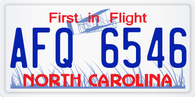 NC license plate AFQ6546