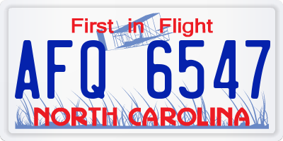 NC license plate AFQ6547