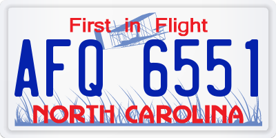 NC license plate AFQ6551