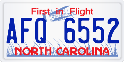 NC license plate AFQ6552