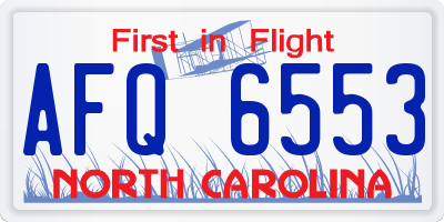 NC license plate AFQ6553