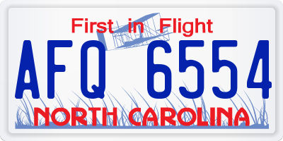 NC license plate AFQ6554