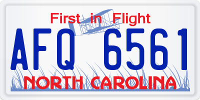 NC license plate AFQ6561