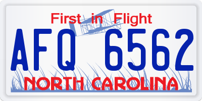 NC license plate AFQ6562