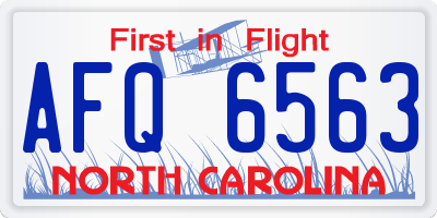 NC license plate AFQ6563