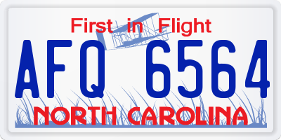 NC license plate AFQ6564