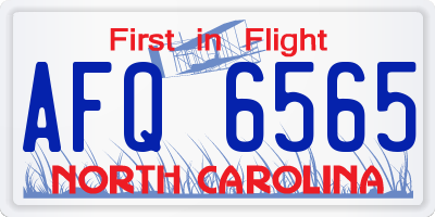 NC license plate AFQ6565